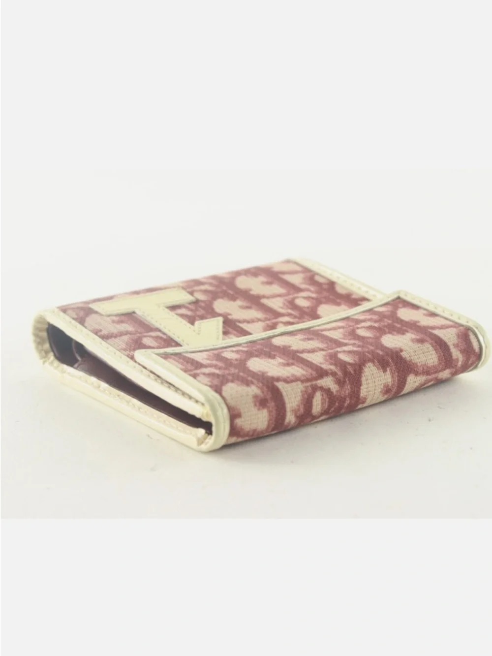 Christian Dior Trotter Wallet Bordeaux canvas with leather trim, comes with COA